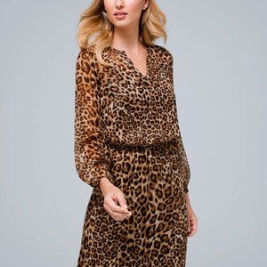 White House Black Market Leopard Soft Blouson Dress Size 00